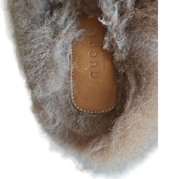 Gucci Princetown Velvet Fur-Lined Mule Black Size 6 - Picture 10 of 14